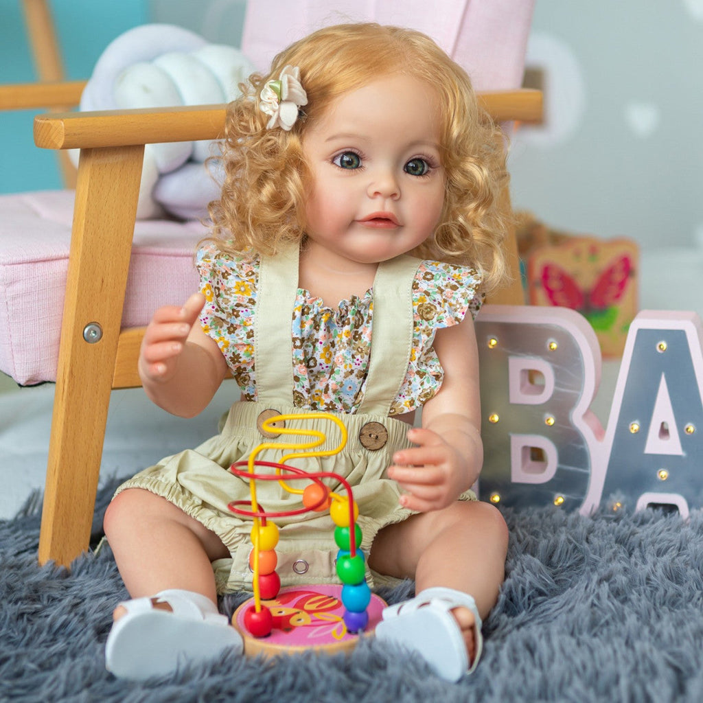 Matilda Rose 22 Inch Ultra-Realistic Full Vinyl Reborn Baby Doll ✨ Floral Overalls Outfit Included