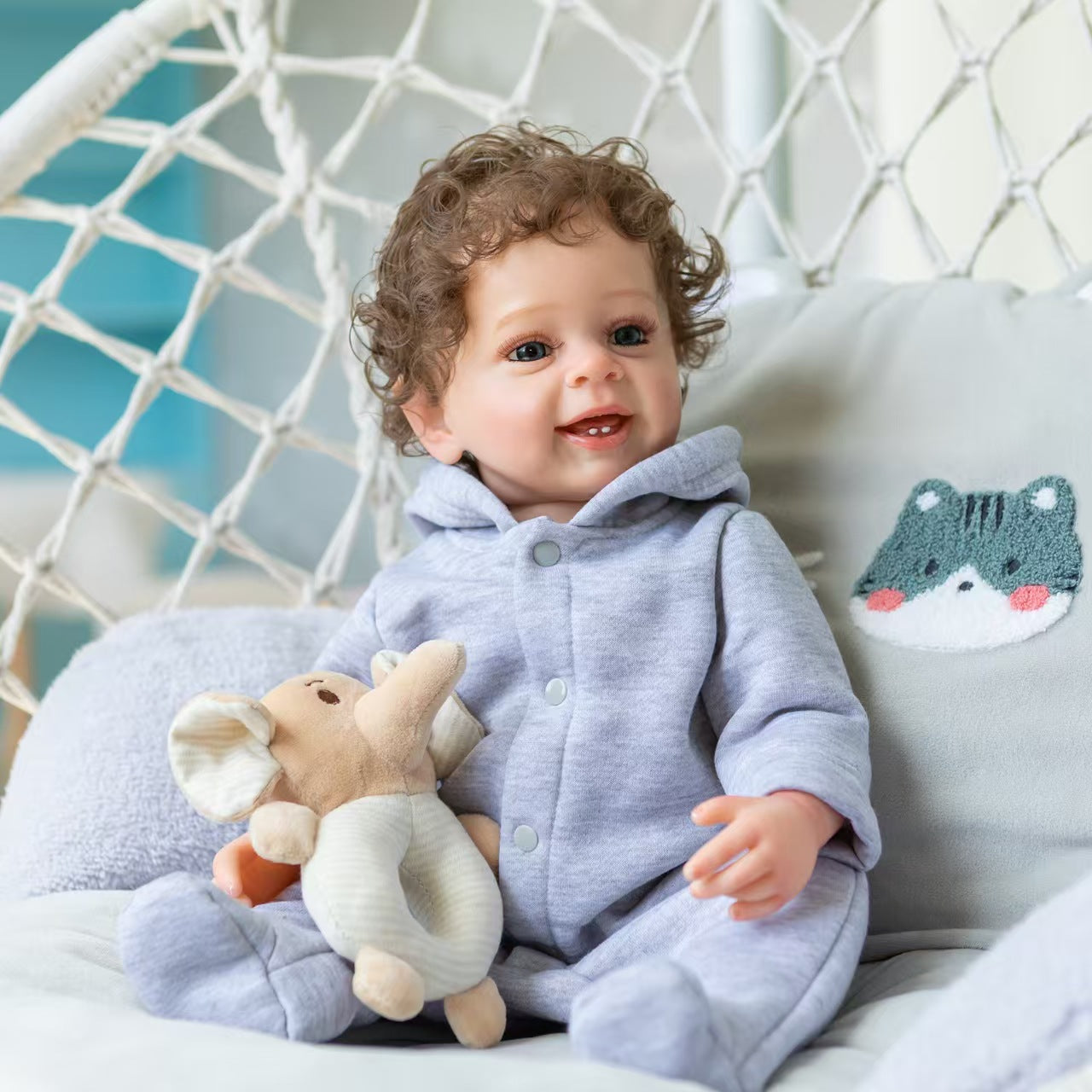 CURLY MAX Reborn Baby Doll ✨ 22 INCH Imported Soft Vinyl Limbs | Acrylic Eyes, 3D Ultra-Realistic Skin | Complete Gift Set with Rattle, Bottle, Pacifier & Birth Certificate