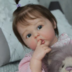 Emmeline Grace Boneca Bebê Reborn Ultrafotorealista de 22/24 polegadas 22 polegadas Corpo de Vinil Macio / 24 polegadas Corpo de Pano Opcional, Cabelo Enraizado à Mão, Pele Simulada em 3D, Vestido de Renda Rosa Incluído