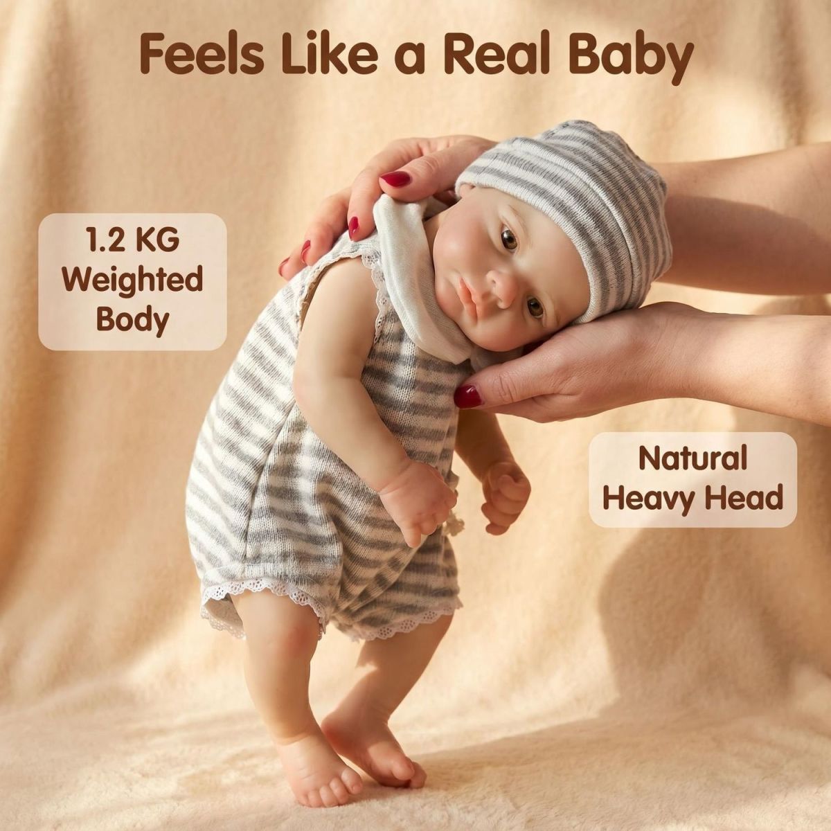 Willow Grace 30cm Ultra Soft Platinum Silicone Reborn Baby Doll ✨ Bouncy Stretchable Limbs, Cute Striped Bunny Outfit Included