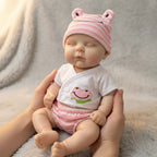 Boneca Reborn Sólida de Silicone de 30cm Froggy Mae com Membros Elásticos, Roupinha de Sapo Incluída