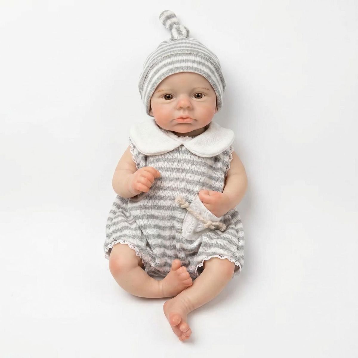 Willow Grace 30cm Ultra Soft Platinum Silicone Reborn Baby Doll ✨ Bouncy Stretchable Limbs, Cute Striped Bunny Outfit Included