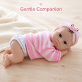 Boneca Bebê Reborn de Silicone Sólido Lulu 20cm, Membros Flexíveis, Roupa de Malha Listrada Rosa Incluída