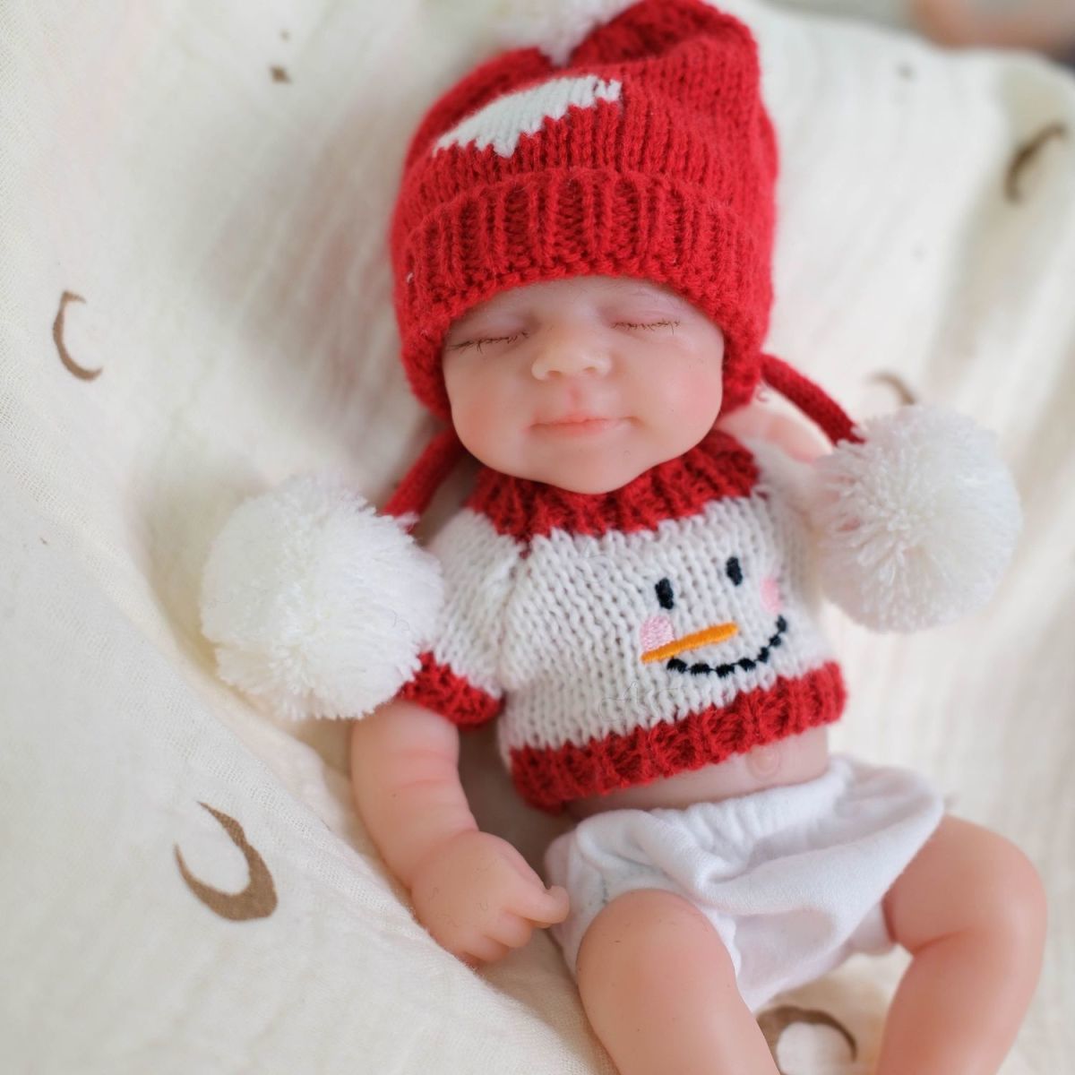Snowball Noel 20cm Mini Full Solid Silicone Christmas Reborn Baby Doll