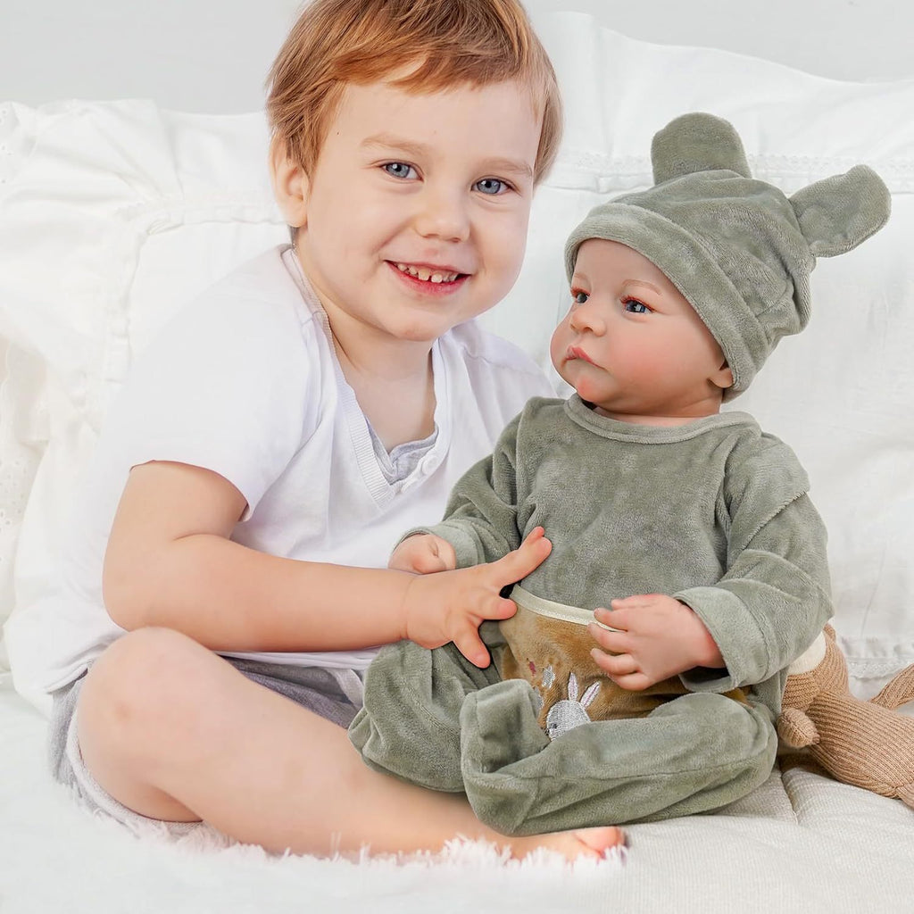 18 Inch Realistic Reborn Baby Doll Levi | Soft Silicone Lifelike Newborn Doll with Removable Bunny Outfit, 3D Simulated Skin & High Simulation Eyes, Gift for Kids & Collectors