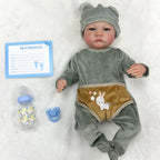 Boneca Bebê Reborn Realista de 18 Polegadas Levi | Boneca Recém-nascida de Silicone Macio com Roupa de Coelhinho Removível, Pele Simulada 3D e Olhos de Alta Simulação, Presente para Crianças e Colecionadores
