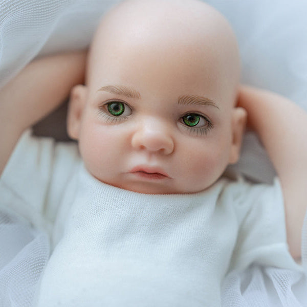 Bionic Green Eyes 11.8inch Full Solid Silicone Open Eyes Boy Reborn Baby Doll