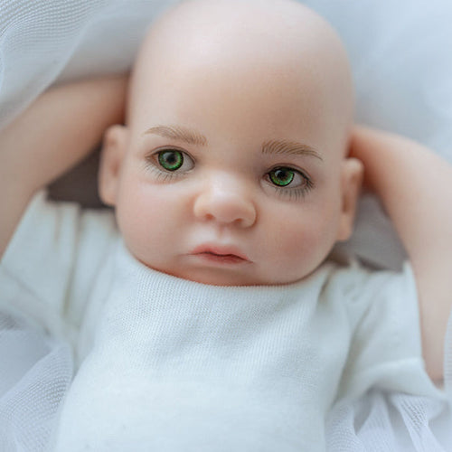 Bionic Green Eyes 11.8inch Full Solid Silicone Open Eyes Boy Reborn Baby Doll