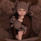 Boneca Bebê Reborn de Silicone Sólido Completo de 15,7 polegadas Koa Bear
