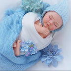 Boneca Bebê Reborn de Silicone Sólido Lullaby Blue 40 cm Menina Dormindo