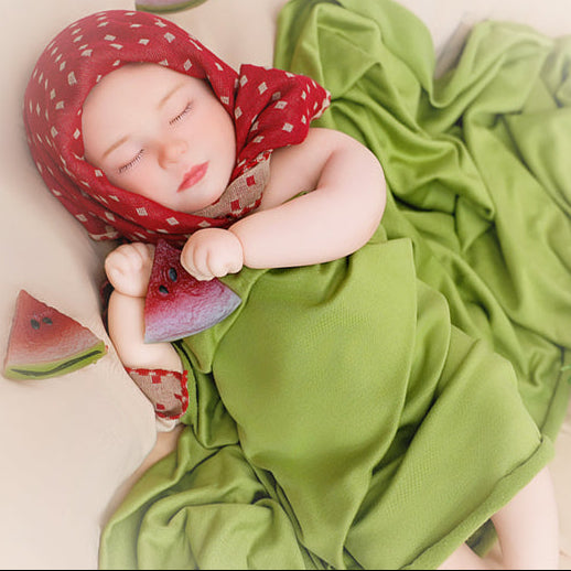 Watermelon Slumber 15.7inch Full Solid Silicone Sleeping Girl Reborn Baby Doll