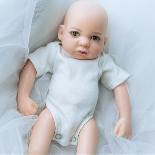 Bionic Green Eyes 11.8inch Full Solid Silicone Open Eyes Boy Reborn Baby Doll
