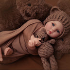 Boneca Bebê Reborn de Silicone Sólido Completo de 15,7 polegadas Koa Bear
