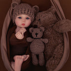 Boneca Bebê Reborn de Silicone Sólido Completo de 15,7 polegadas Koa Bear
