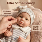 Willow Grace 30cm Ultra Soft Platinum Silicone Reborn Baby Doll ✨ Bouncy Stretchable Limbs, Cute Striped Bunny Outfit Included