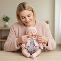 Lily Anne 30cm Full Solid Silicone Open-Eye Reborn Baby Doll, Pink Floral Romper Outfit Included
