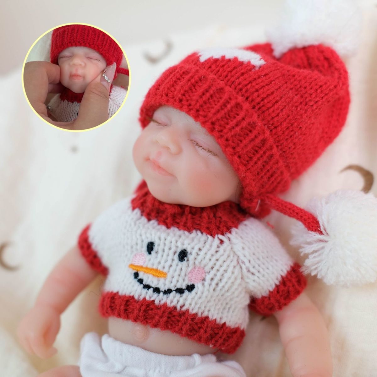 Snowball Noel 20cm Mini Full Solid Silicone Christmas Reborn Baby Doll