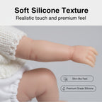 Boneca Reborn de Silicone Sólido Mini Oliver James 20cm Lavável, Membros Flexíveis, Olhos Fechados de Recém-Nascido Dormindo, Roupa de Tricô Branca Incluída