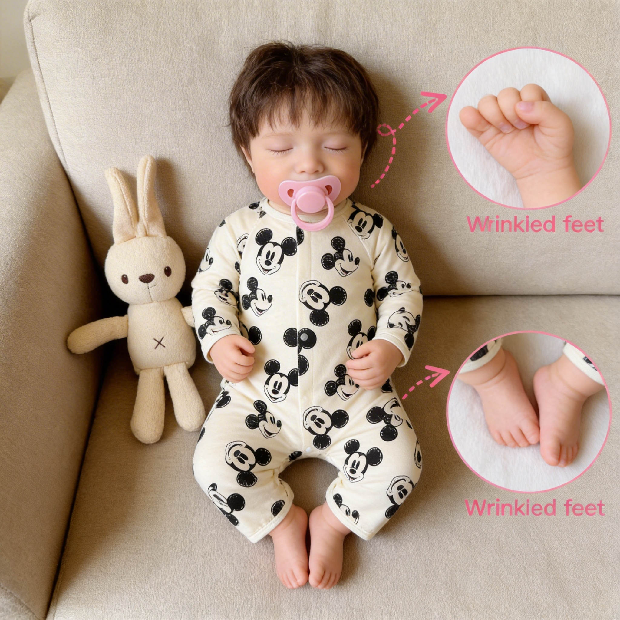 18 Inch Realistic Reborn Baby Doll Levi | Soft Silicone Lifelike Newborn Doll with Removable Bunny Outfit, 3D Simulated Skin & High Simulation Eyes, Gift for Kids & Collectors