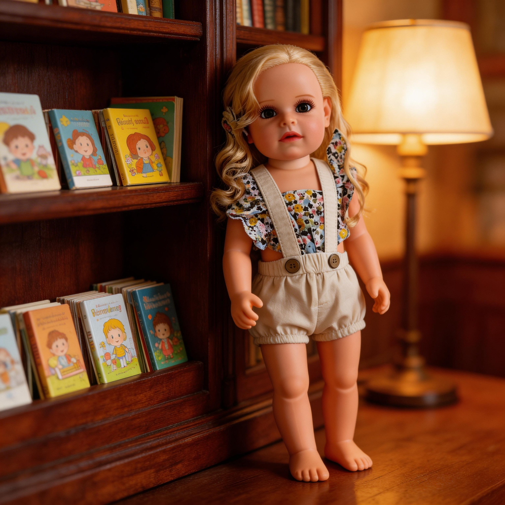 Matilda Rose 22 Inch Ultra-Realistic Full Vinyl Reborn Baby Doll ✨ Floral Overalls Outfit Included