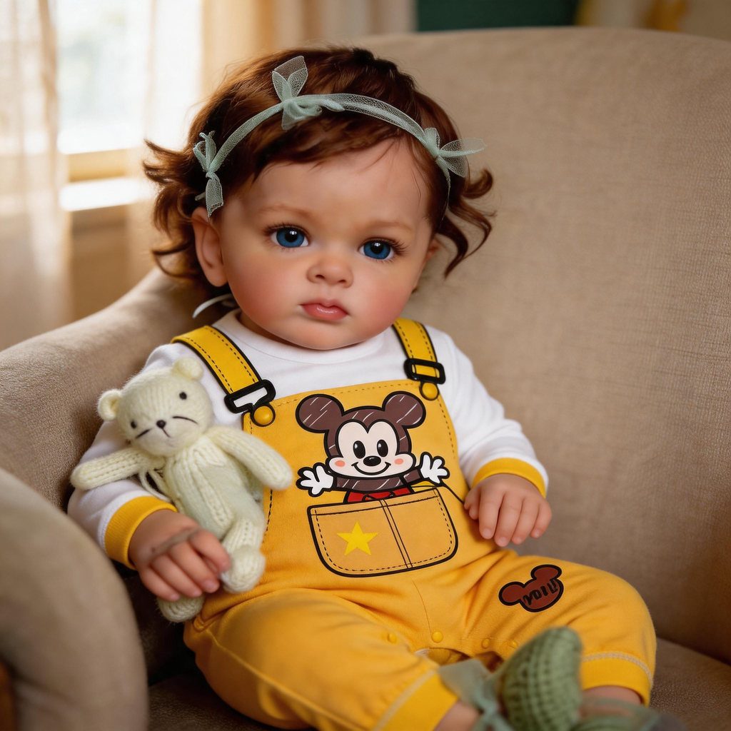 CURLY MAX Reborn Baby Doll ✨ 22 INCH Imported Soft Vinyl Limbs | Acrylic Eyes, 3D Ultra-Realistic Skin | Complete Gift Set with Rattle, Bottle, Pacifier & Birth Certificate