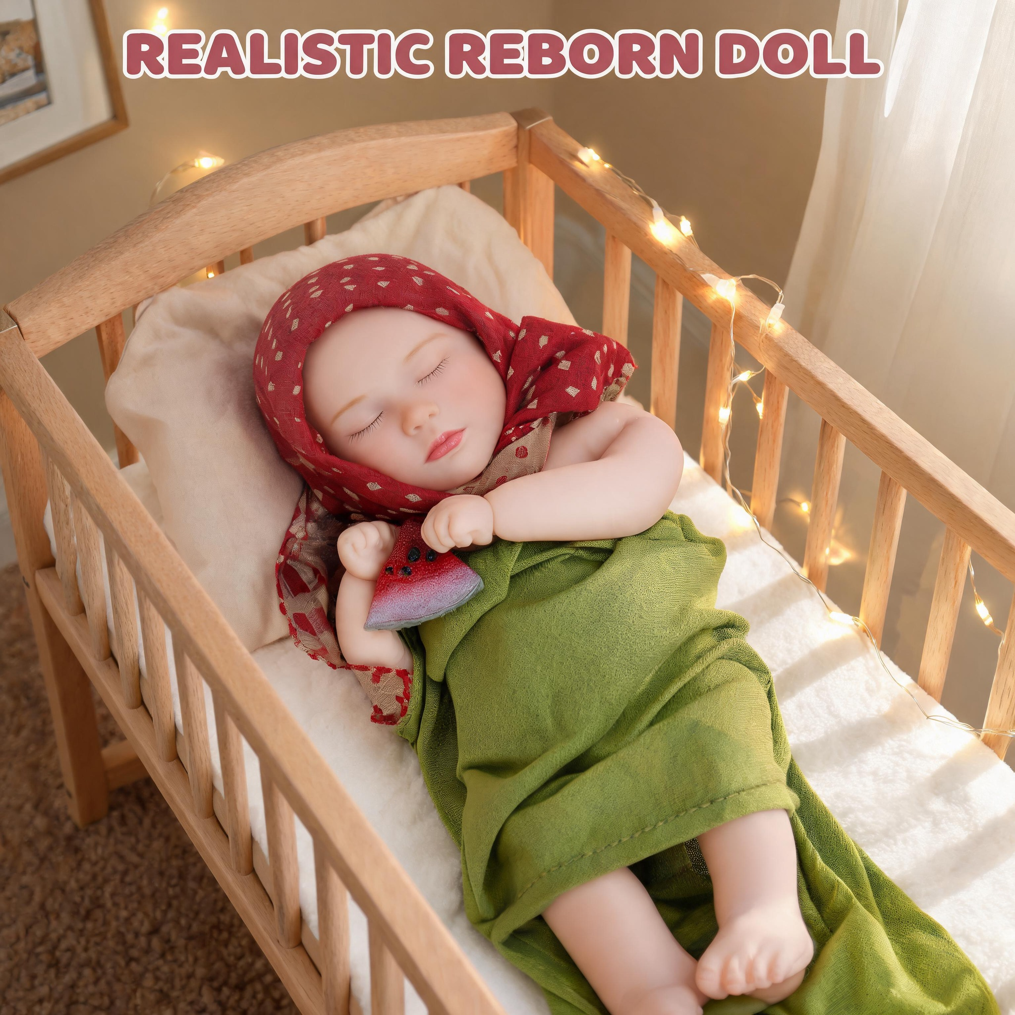 Watermelon Slumber 15.7inch Full Solid Silicone Sleeping Girl Reborn Baby Doll