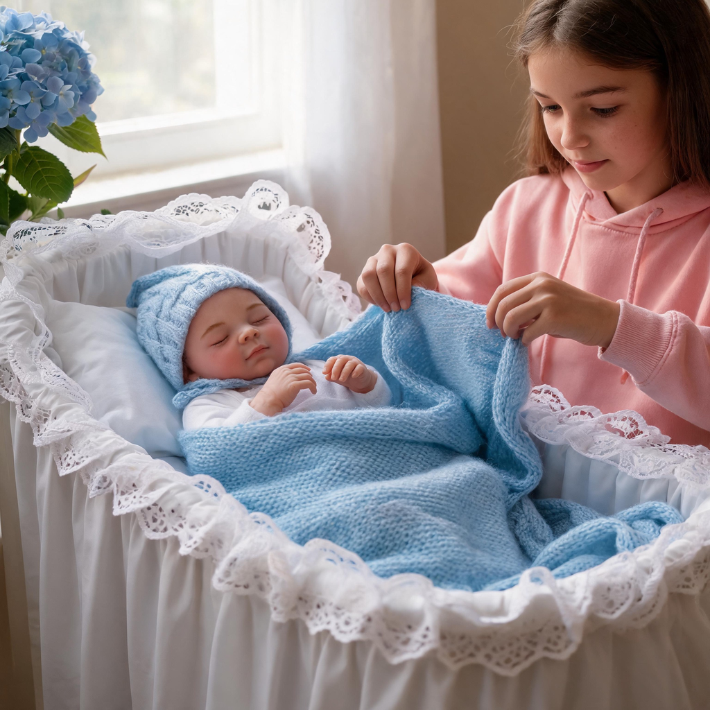 Lullaby Blue 15.7inch Full Solid Silicone Sleeping Girl Reborn Baby Doll