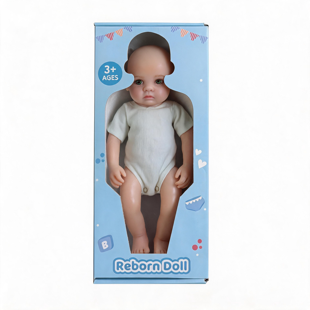 Bionic Green Eyes 11.8inch Full Solid Silicone Open Eyes Boy Reborn Baby Doll