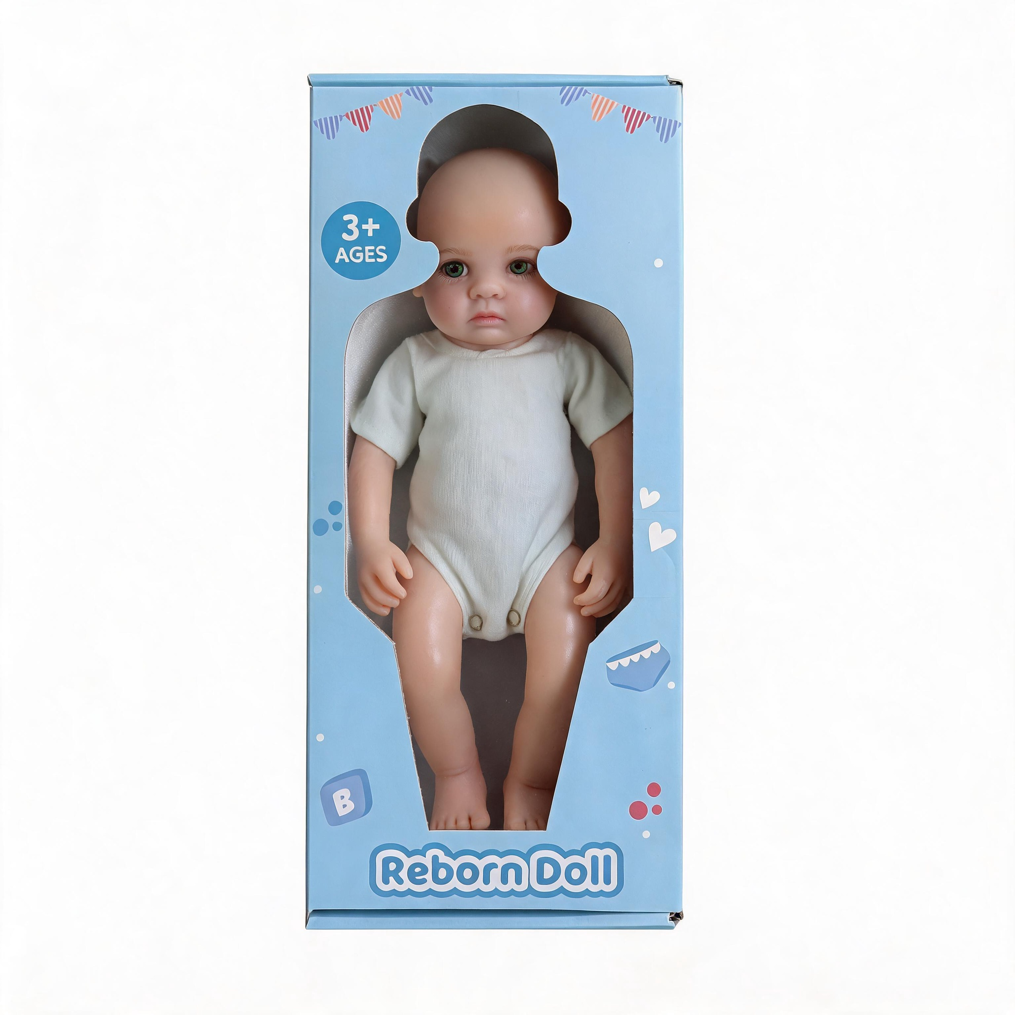 Bionic Green Eyes 11.8inch Full Solid Silicone Open Eyes Boy Reborn Baby Doll