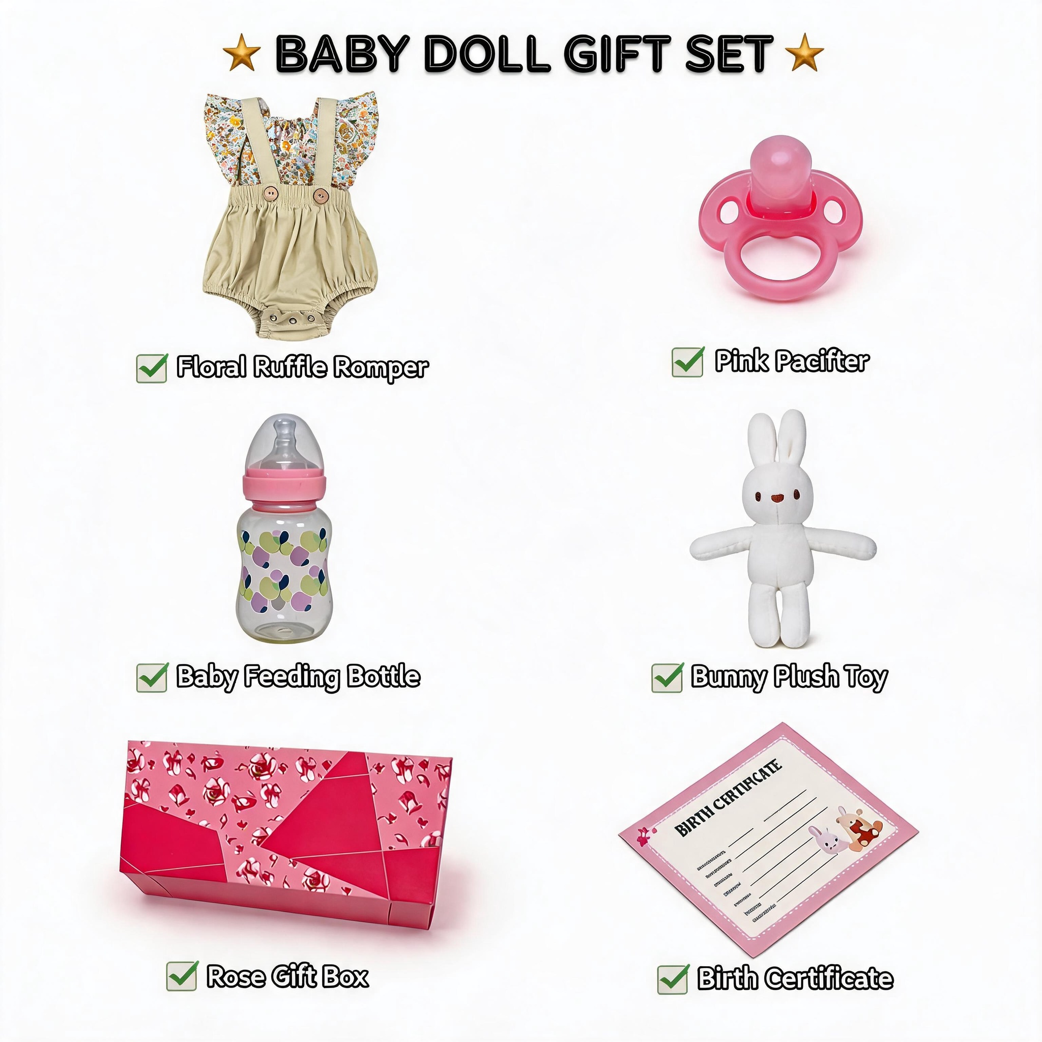 Matilda Rose 22 Inch Ultra-Realistic Full Vinyl Reborn Baby Doll ✨ Floral Overalls Outfit Included