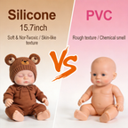 Urso Barnaby Boneca Bebê Reborn Menino Dormindo de Silicone Sólido de 39,8 cm