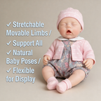 Boneca de Bebê Reborn de Silicone Sólido de 30 cm Olhos Abertos Lily Anne, Macacão Floral Rosa Incluído