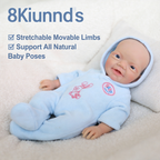 Boneca Bebê Reborn de Silicone Sólido Completo, 20cm, da Blue Bunny, Roupa Fofa de Coelho com Capuz Incluída